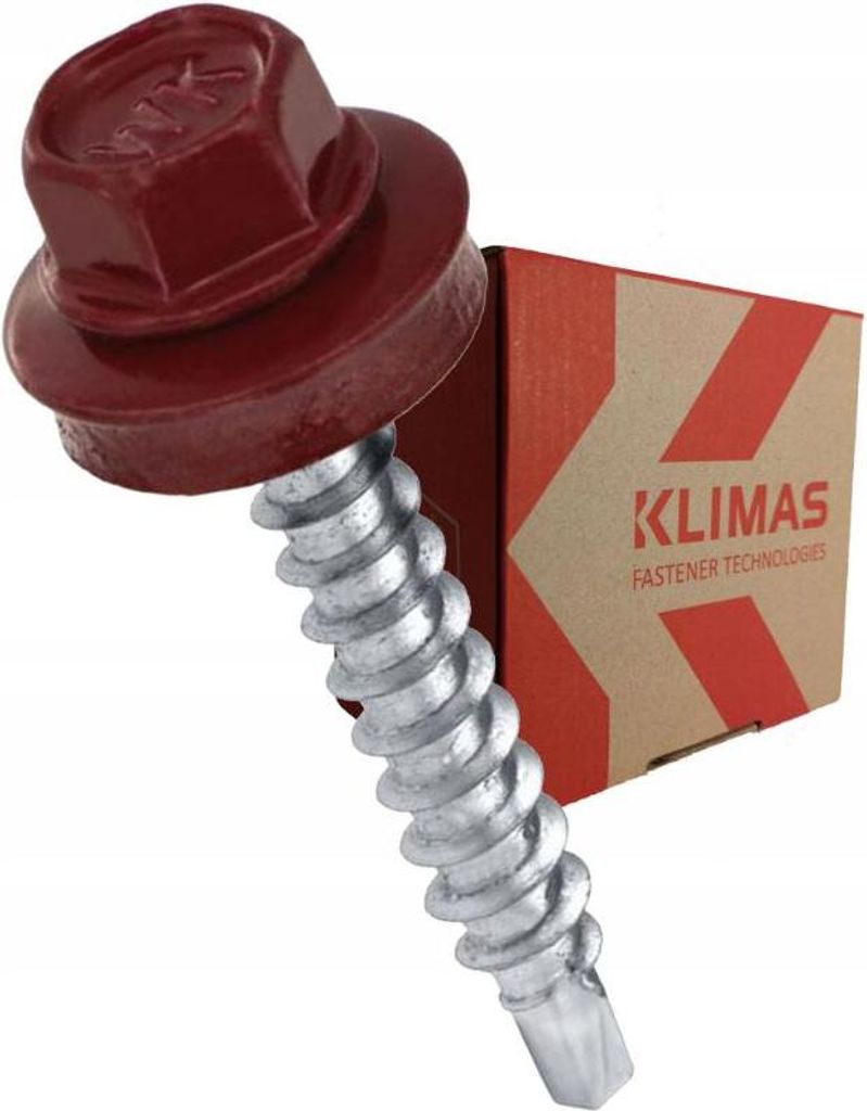 Klimas WFD Bohrschrauben für Trapezblech auf Holz RAL 3005 Weinrot 4,8x35 mm 250 St.