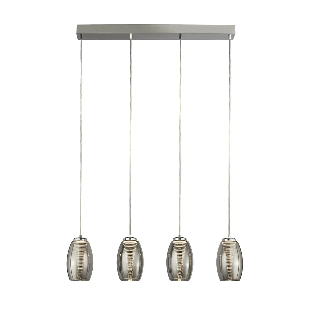 CYCLONE Suspension 4 Flammes Bar avec Verre Fumé et Finition Noir Mat