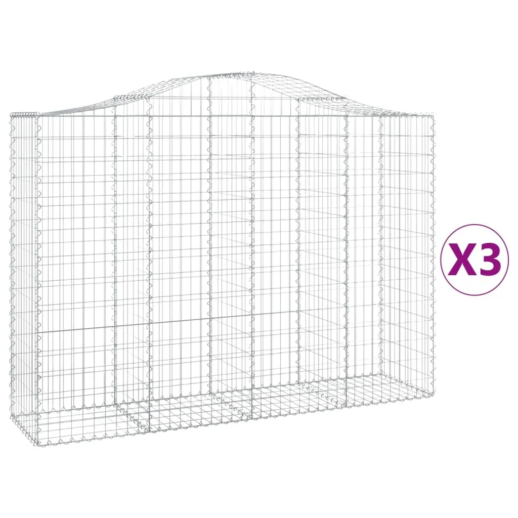 Gabions avec arc surélevé 3 pcs 200x50x160cm en fer galvanisé robuste