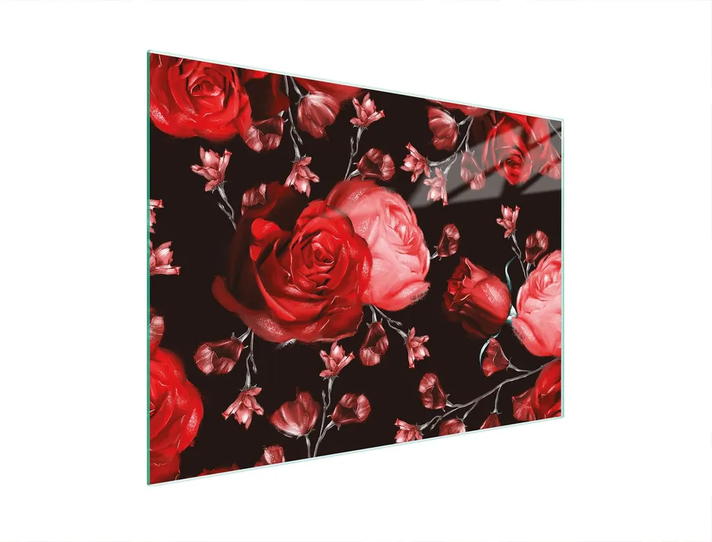 Copri Piano Cottura Vetro Roses Red 30x22 - Tagliere Design Moderno