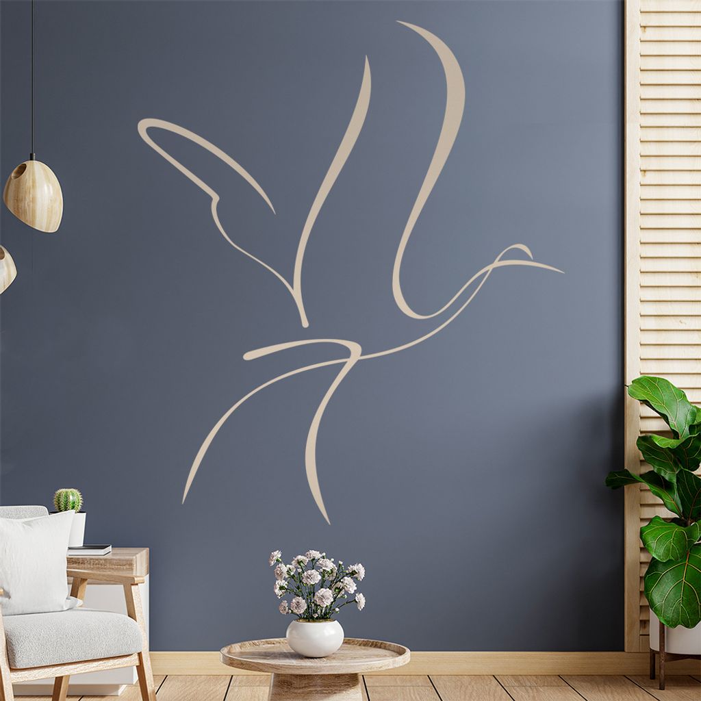 Vogel Linien Wandtattoo in 6 Größen - Wandaufkleber Wall Sticker - Dekoration, Küche, Wohnzimmer, Schlafzimmer, Badezimmer