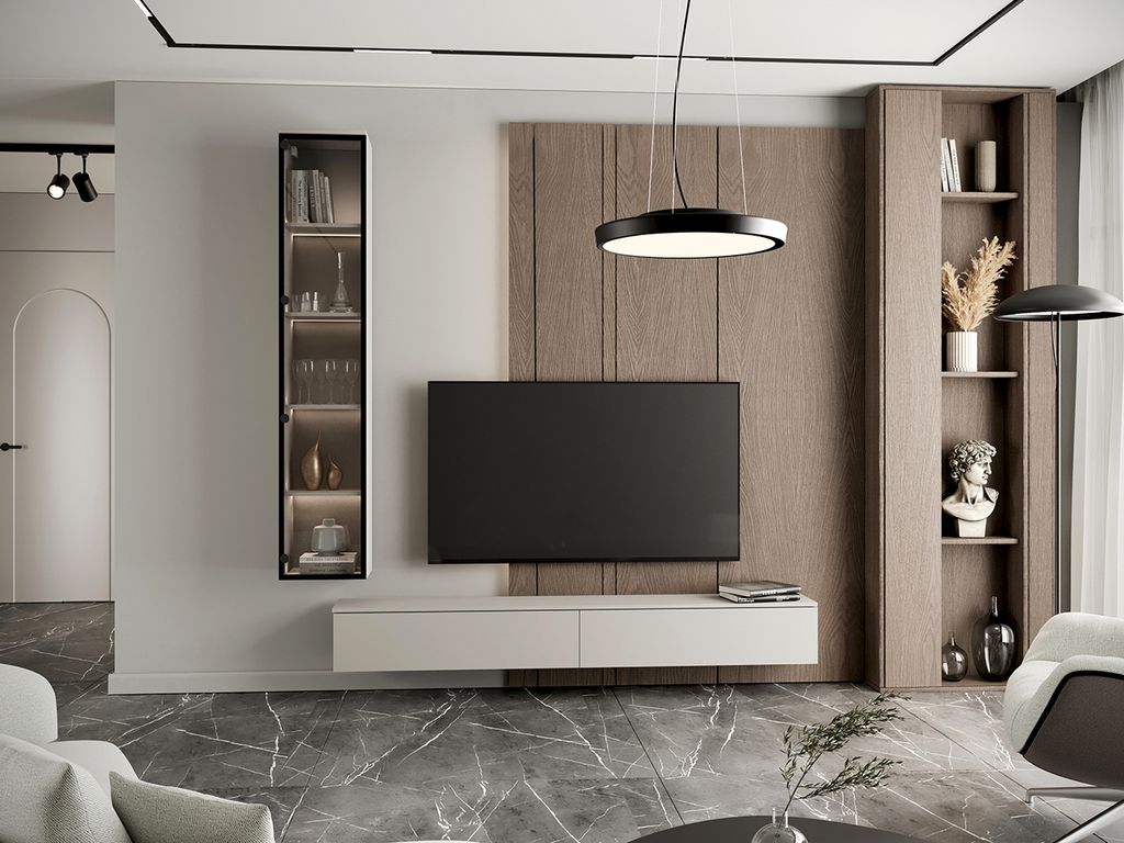 Wohnwand Medienwand Wohnzimmer-Set FIVO 2 kaschmir Produktbild 