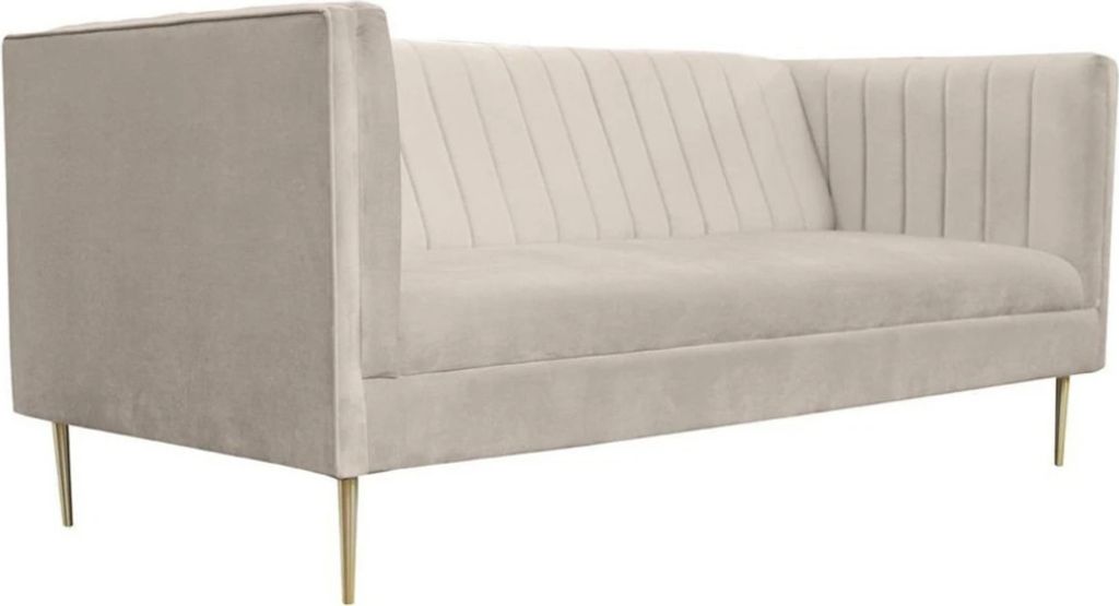 Italienische Möbel Dreisitzer Modern Design Couchen Sofa Textil Stoff Samt Beige