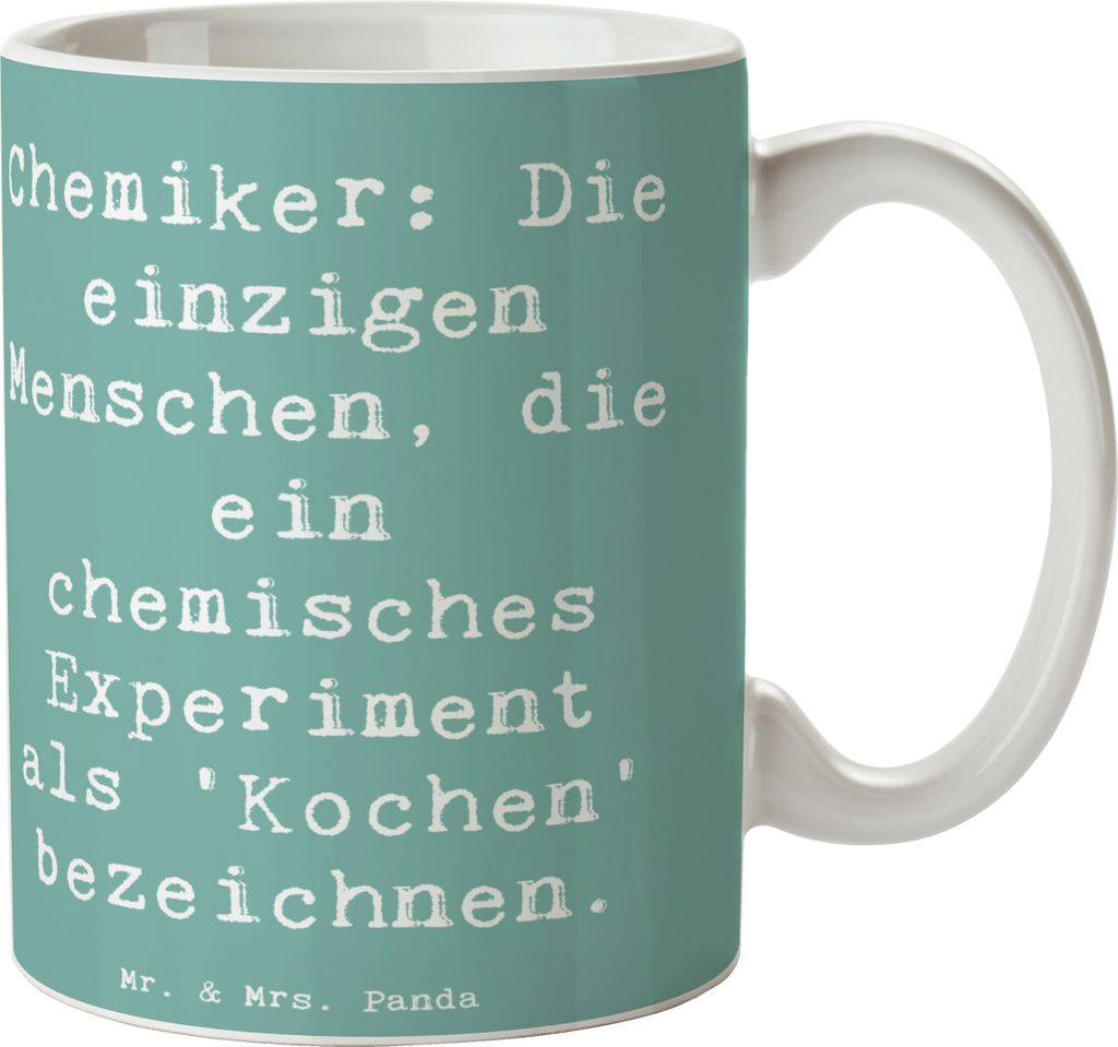 Mr. & Mrs. Panda Kaffeetasse Spruch Chemiker Koch - Meeresbrise - Geschenk, Geheimnisse, Teetasse, Chemiewelt, Wissen, personalisierte Geschenke, m...