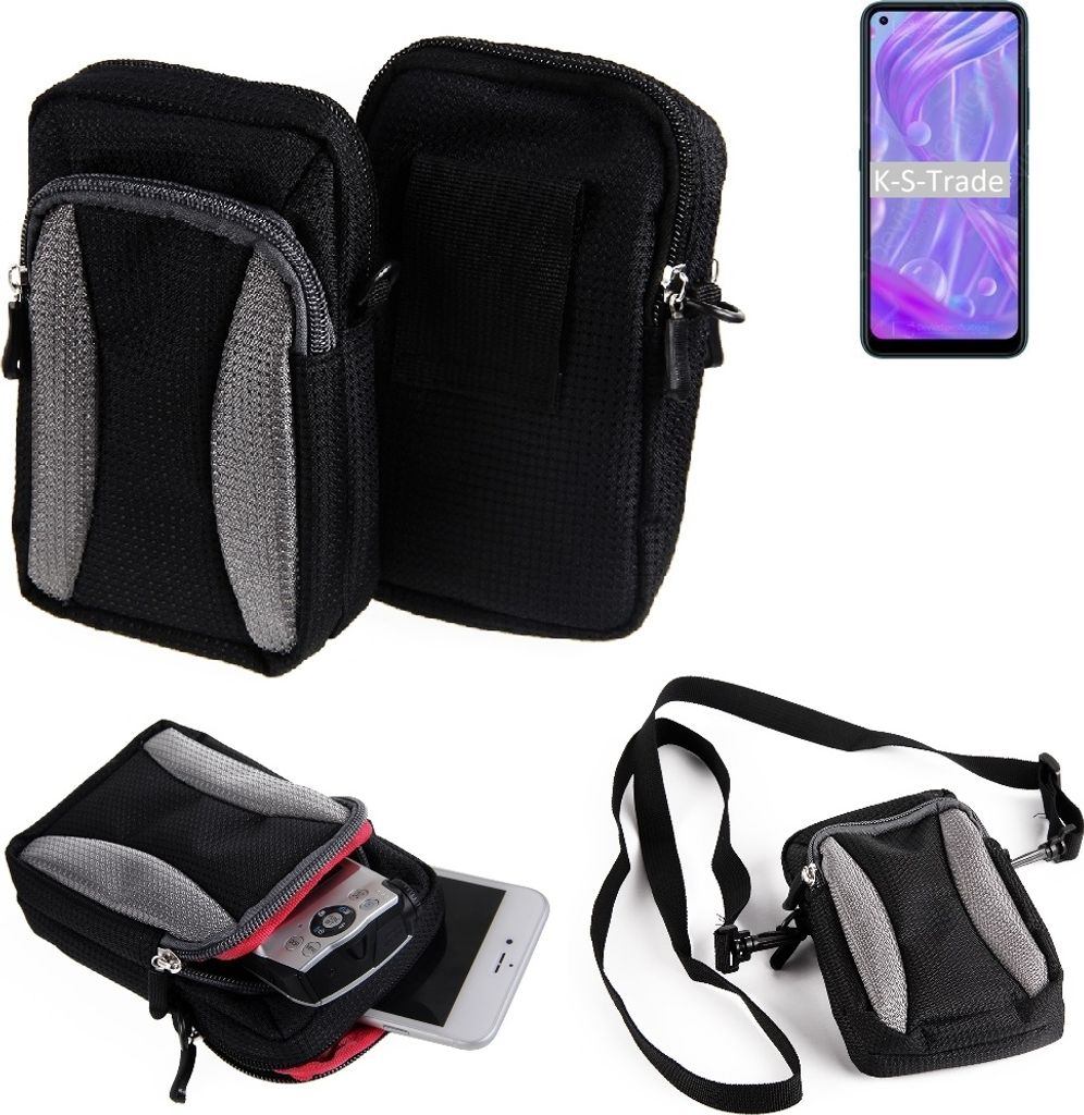 K-S-Trade Holster Schutz Hülle kompatibel mit HiSense Infinity H50 Lite Handy Hülle Gürteltasche Umhängetasche mit Zusatzfach schwarz