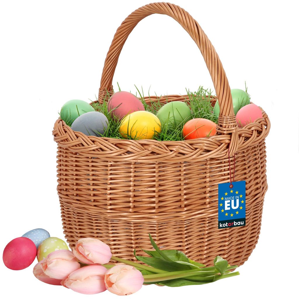 KOTARBAU Einkaufskorb - Aufbewahrungskorb - Korb Geflochten - 30 cm - Pilzkorb – Korb für Obst – Picknickkorb – Naturfarbe - Weidenkor...