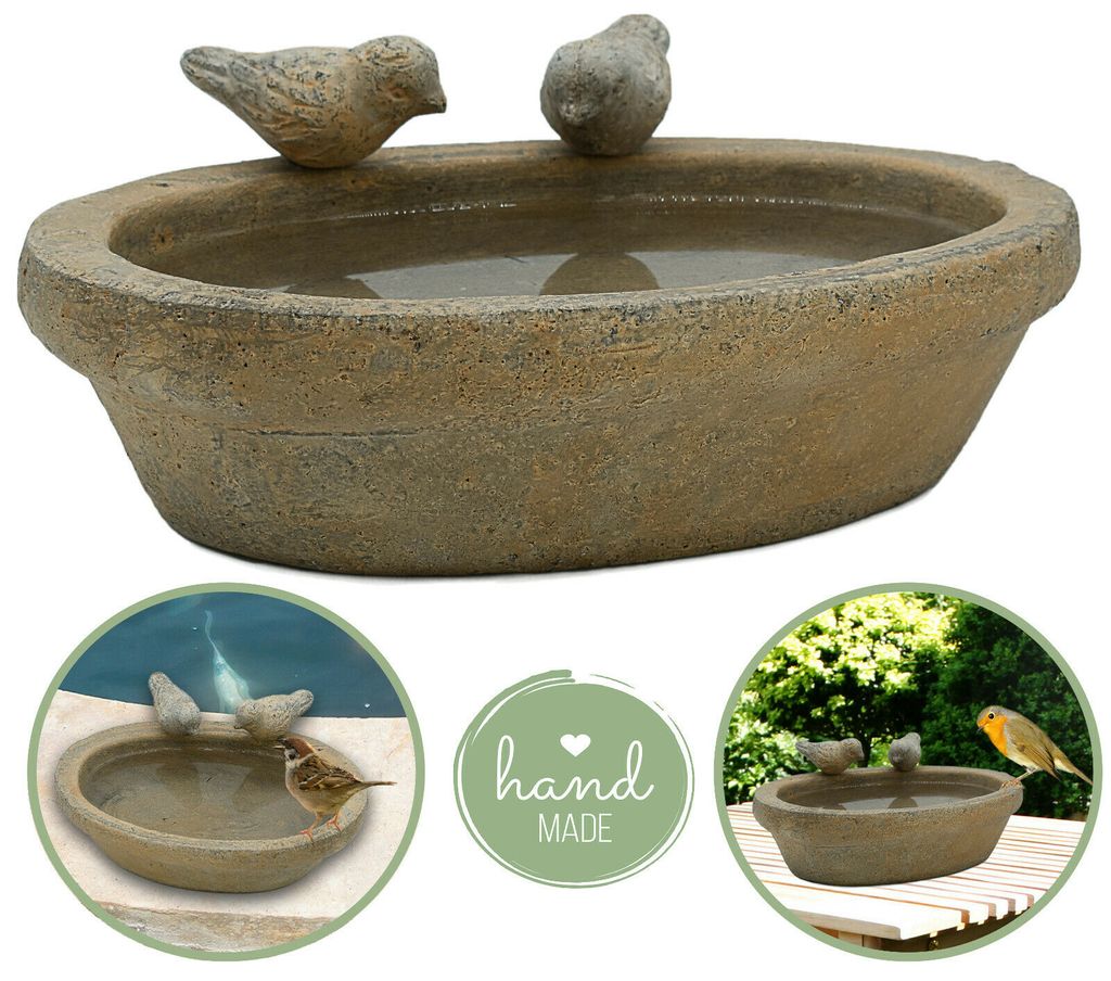 Vogeltränke Vogel Bad Tränke Futterstelle Vogelbecken Garten Terrasse Balkon Bienen - Keramik - 27x20cm