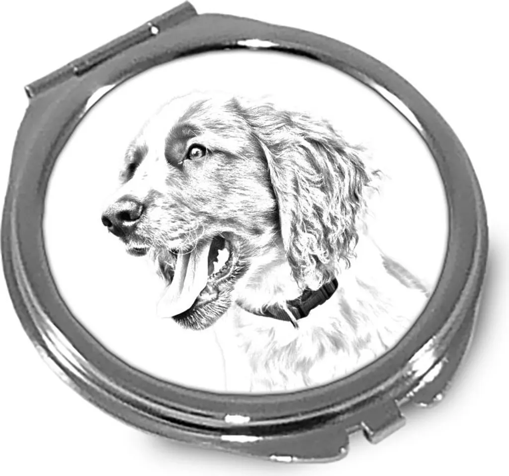 English Springer Spaniel - Specchio tascabile con cane, specchio tascabile personalizzato, specchio compatto con logo Art Dog