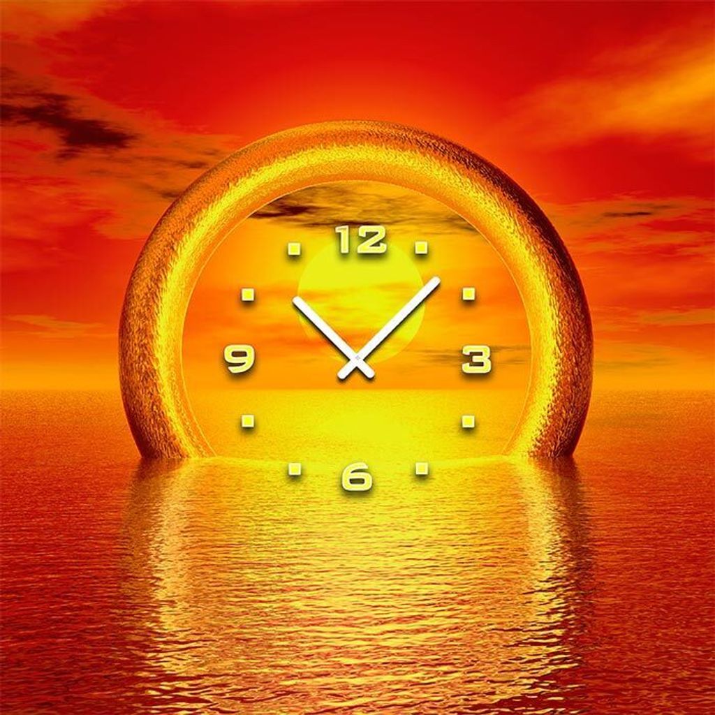 3088 Dixtime Designer Wanduhr 90cm x 90cm Sonnenuntergang quadratische traumhafte Wohnraumuhr