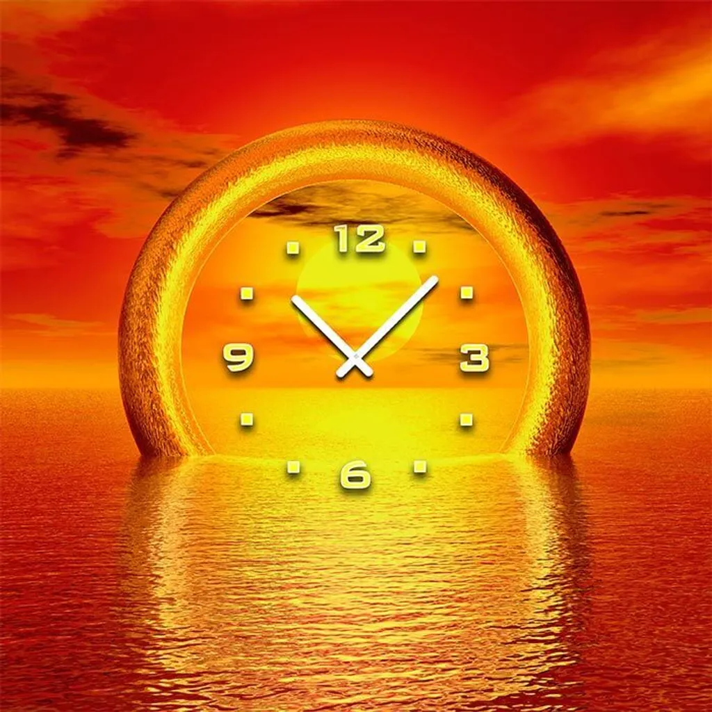Horloge murale design 70cm Coucher de soleil 3088 Dixtime silencieuse