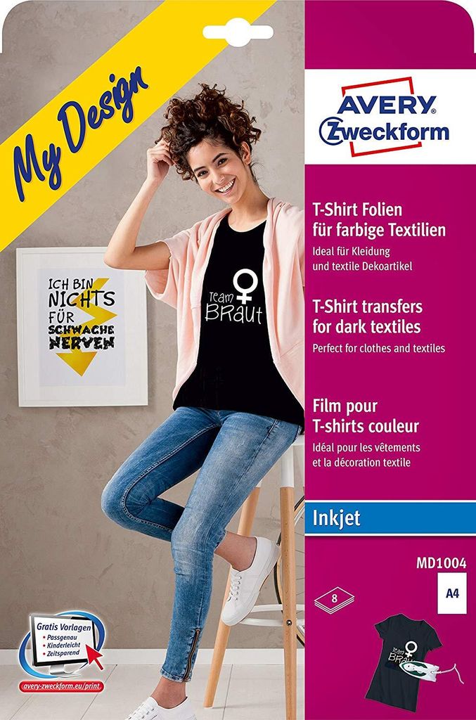 Avery Zweckform MD1004 Textilfolien für farbige Textilien, Produktbild 