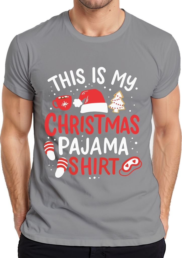 This is my Christmas Pajama Shirt Weihnachtsmütze - Weihnachten Xmas Christmas Herren T-Shirt, Grau, L