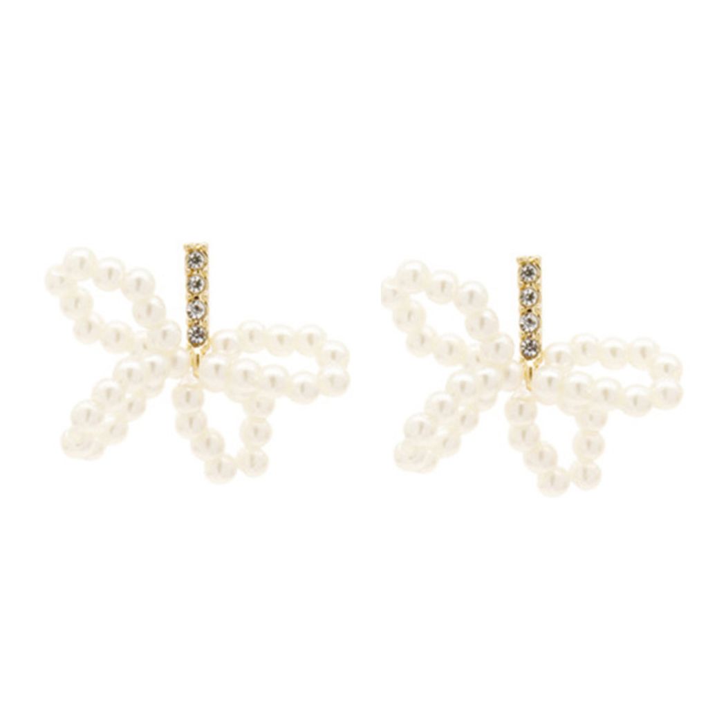 Mode Frauen Faux Perle Bogen Blume Herz Ohr Stud Stern Ohrringe Schmuck Geschenk-4#