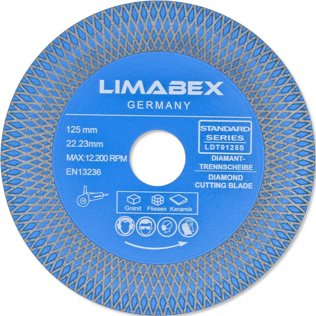 Diamanttrennscheibe 125 mm Fliesen Keramik Stein 2-in-1 -Schneiden Schleifen Entgraten X-Mesh-Turbo
