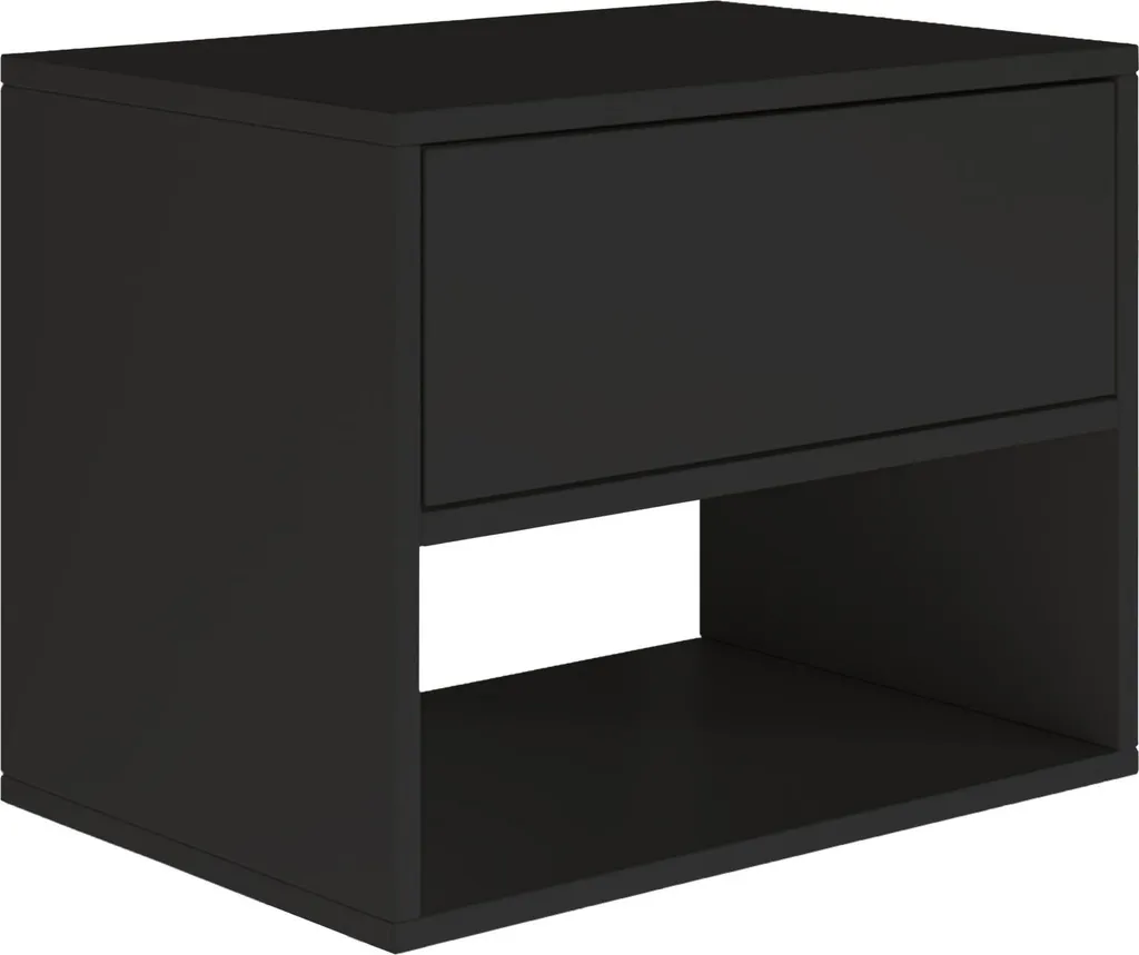 Table de nuit suspendue noire 50 cm Selsey Framme pour optimiser l'espace