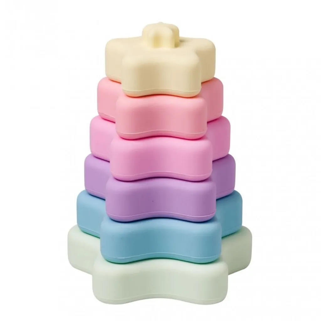 Jouets de dentition empilables en silicone arc-en-ciel d'éveil Montessori