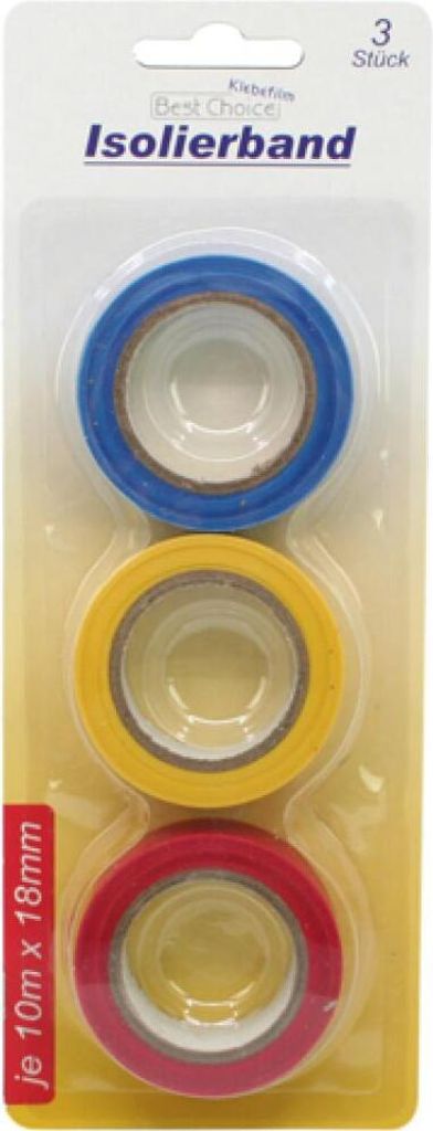 Isolierband 3fach sortiert 18mmx10m blau gelb rot