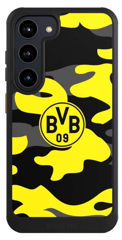NIVOCASE Hülle für Samsung Galaxy S23 Handyhülle NIVOcore Case Schwarz BVB Borussia Dortmund Fanartikel