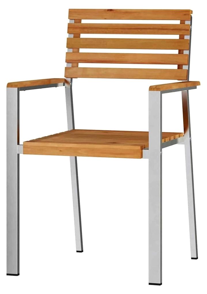 Stapelbare Gartenstühle 2 Stück aus Massivholz Teak und Stahl