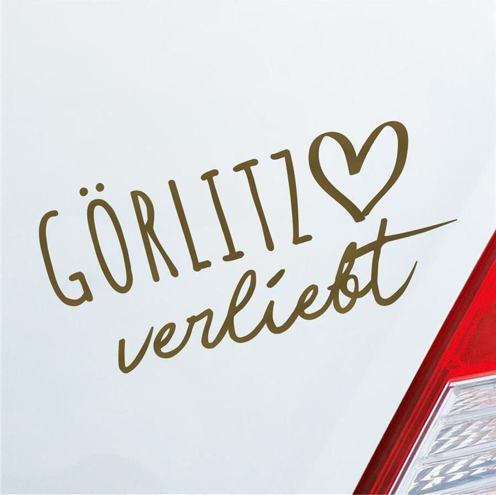 Auto Aufkleber Görlitz verliebt Herz Stadt Heimat Liebe Car 19x9 cm Gold Sticker Heckscheibenaufkleber