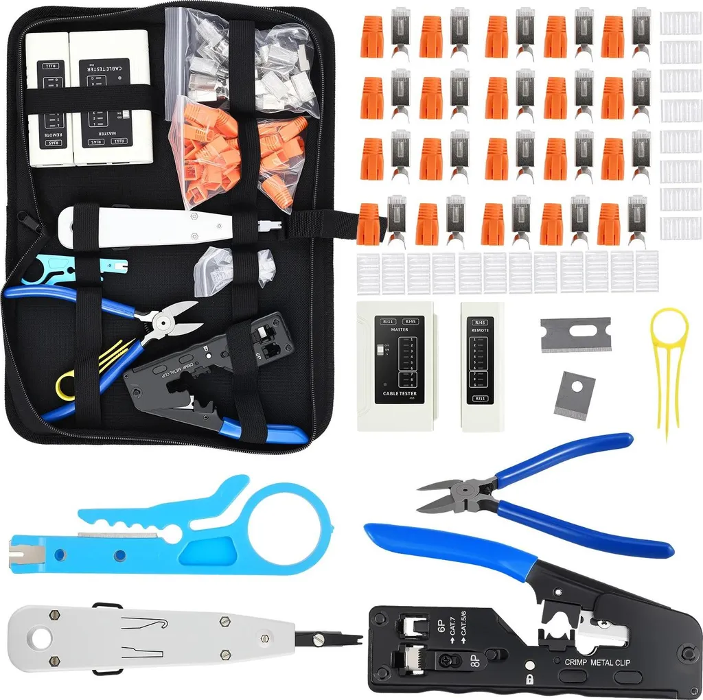 Pince à sertir RJ45 pour câbles Ethernet et outils réseau 68 pièces