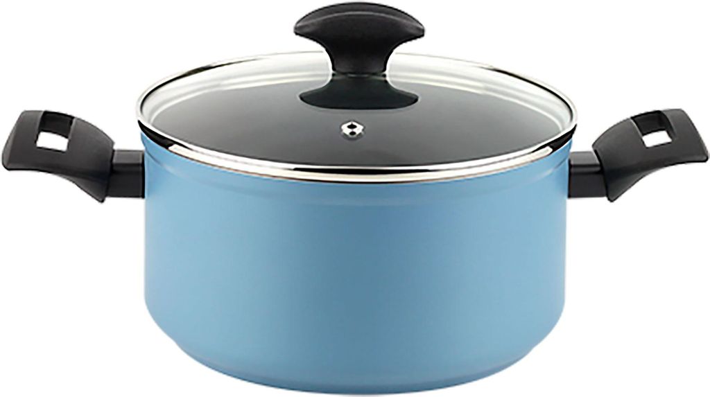 FAGOR Maxima Kochtopf Induktion 24 cm Aluminium Antihaftbeschichtung PFOA frei, Glasdeckel Blau