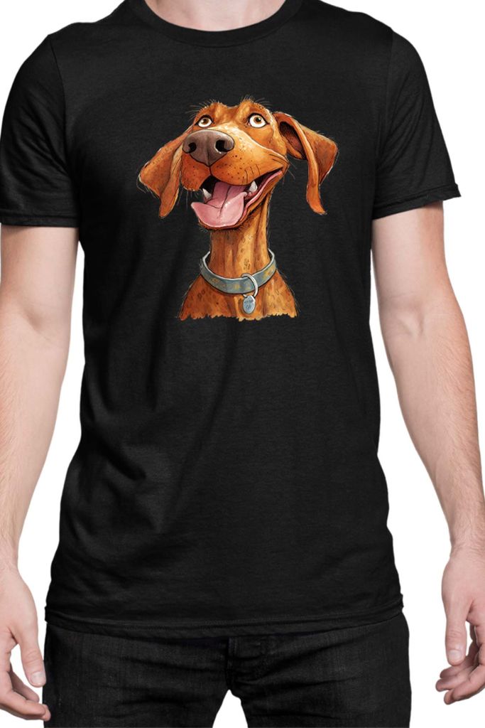 Herren T-Shirt Funny Dogs Breeds Vizsla Dog Breed, Man L / Schwarz