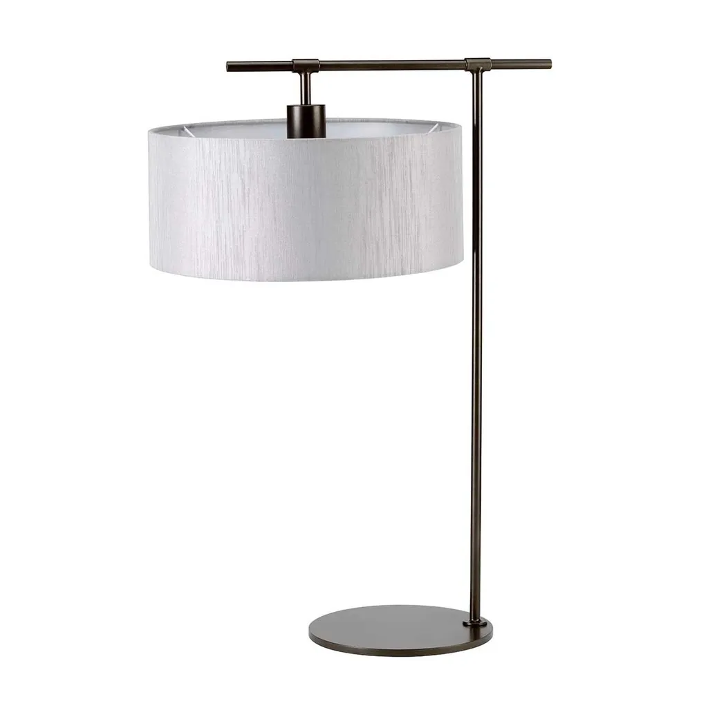 Lampe Balance Elstead finition bronze et argent, abat-jour en tissu E27
