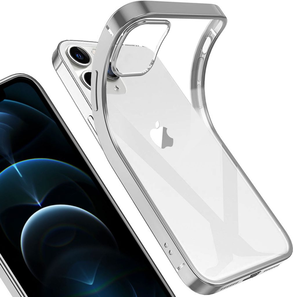 iPhone 12 Pro Hülle, LaimTop Leicht Transparent Klar Gel TPU Silikon Quadratisch Überzug Rahmen Schutzhülle für iPhone 12 Pro Silber