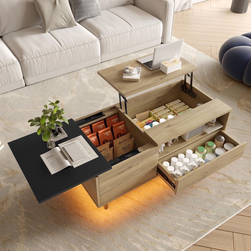 Sweiko Höhenverstellbarer Schrank mit LED-Bodenlicht & Produktbild 