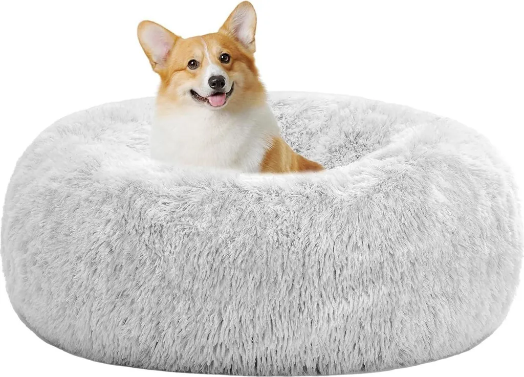 Cuscino Rotondo per Cani 70cm Ciambella Ortopedica Lavabile Grigio