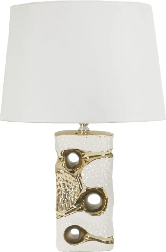 Lampe de table Mauro Ferretti Florida E27 Ø 30x43,5 cm Blanc et Doré