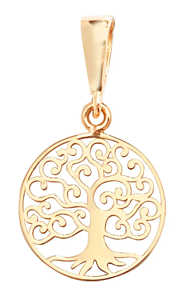 Pendentif Arbre de Vie Or 375 millièmes Jaune - Finition Brillante 19mm