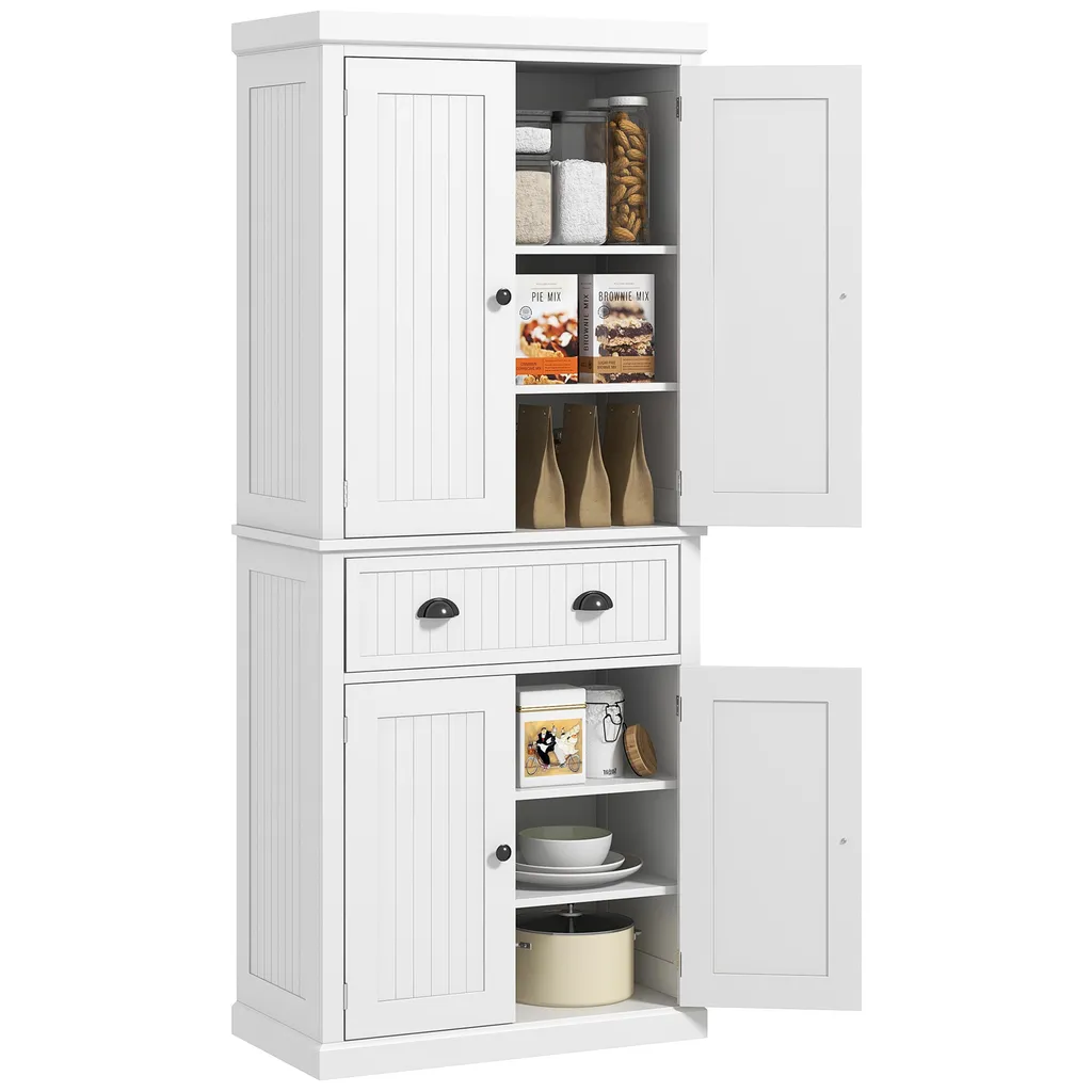 Meuble de Rangement Cuisine pour Micro-Ondes et Vaisselle Style Moderne