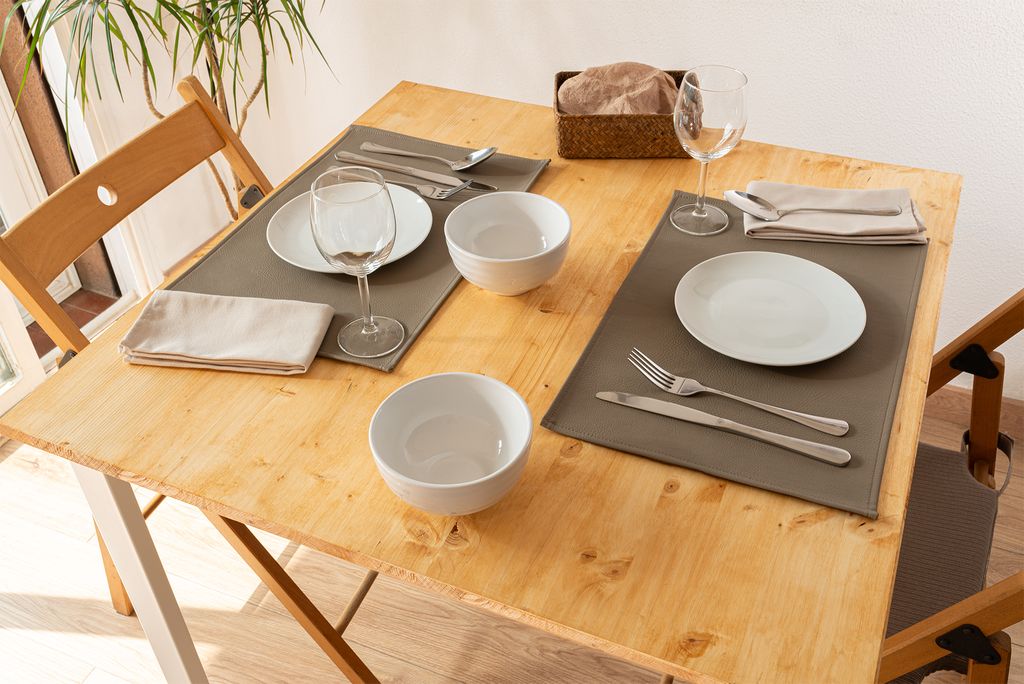 2er Set Platzdeckchen Monaco Taupe - Platzsets - Kunstleder Produktbild 
