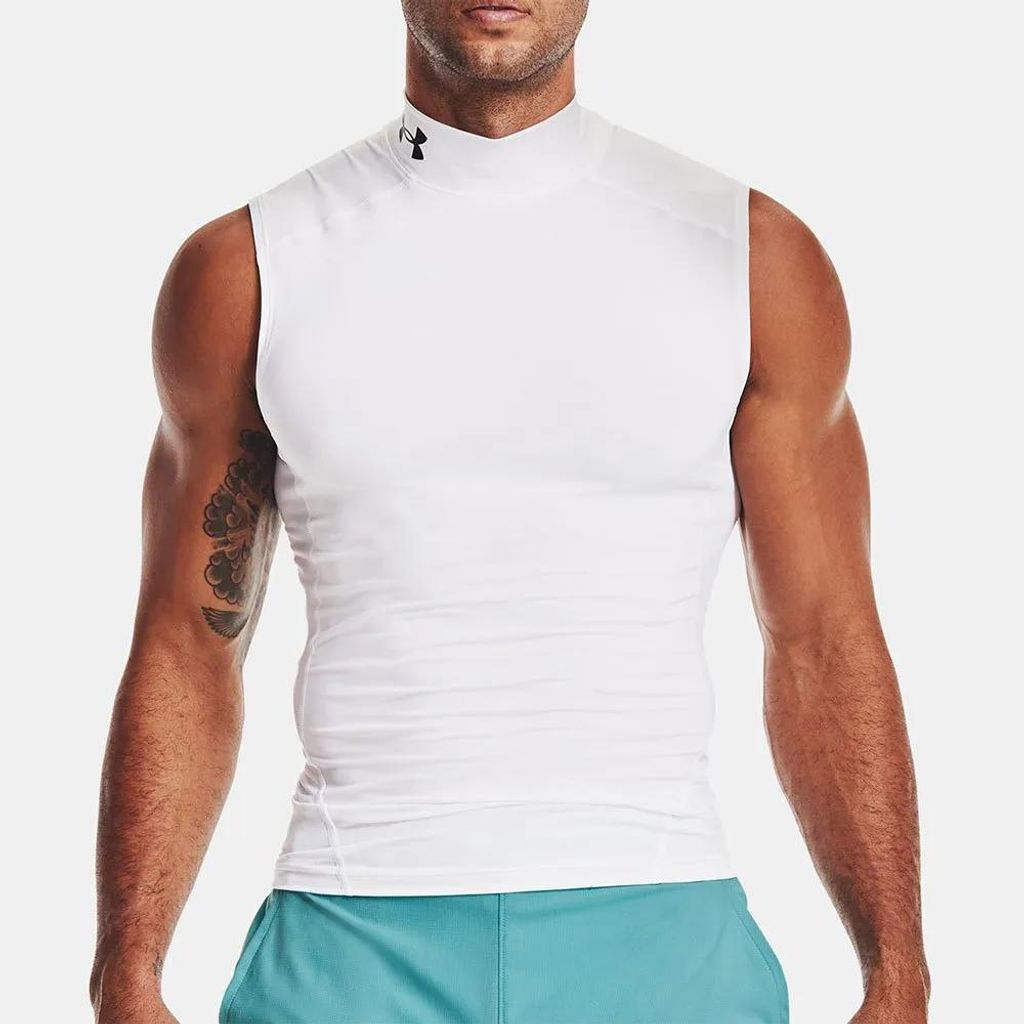 Under Armour Heatgear Armour Comp Mock ärmelloses T-shirt Weiß 2XL Herren Weiß 2XL