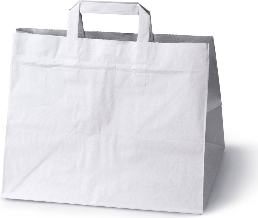 Ökologische Papiertüte Weiß, Einkaufstasche mit Drehgriff Produktbild 
