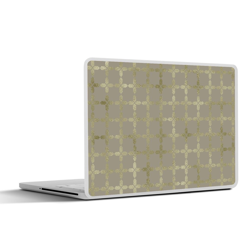 MuchoWow Laptop Aufkleber Sticker Cover Muster - Grau - Gold 32.5x23.5 cm - Sticker für Laptop - Selbstklebend
