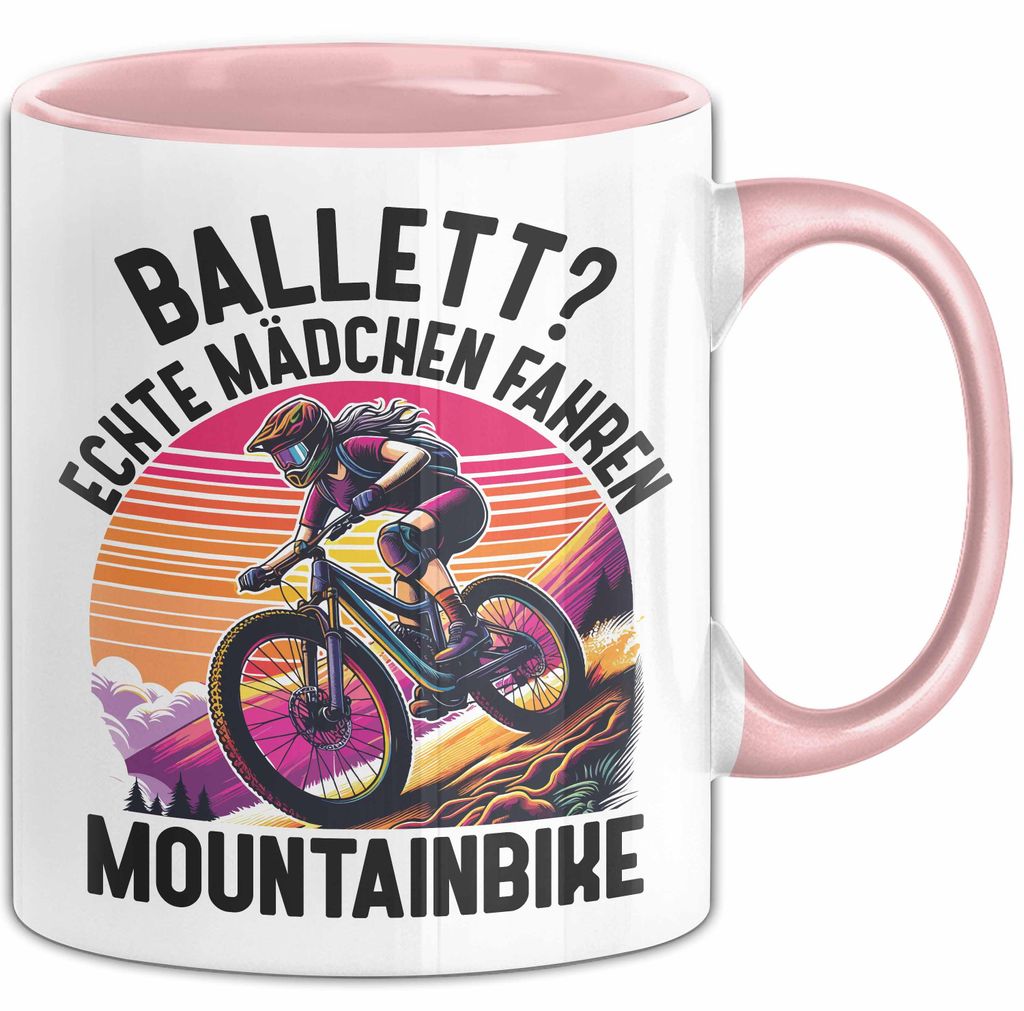 Mountainbikerin Tasse Geschenk Frauen Ballett Echte Mädchen Fahren Mountainbike Mtb (Rosa)