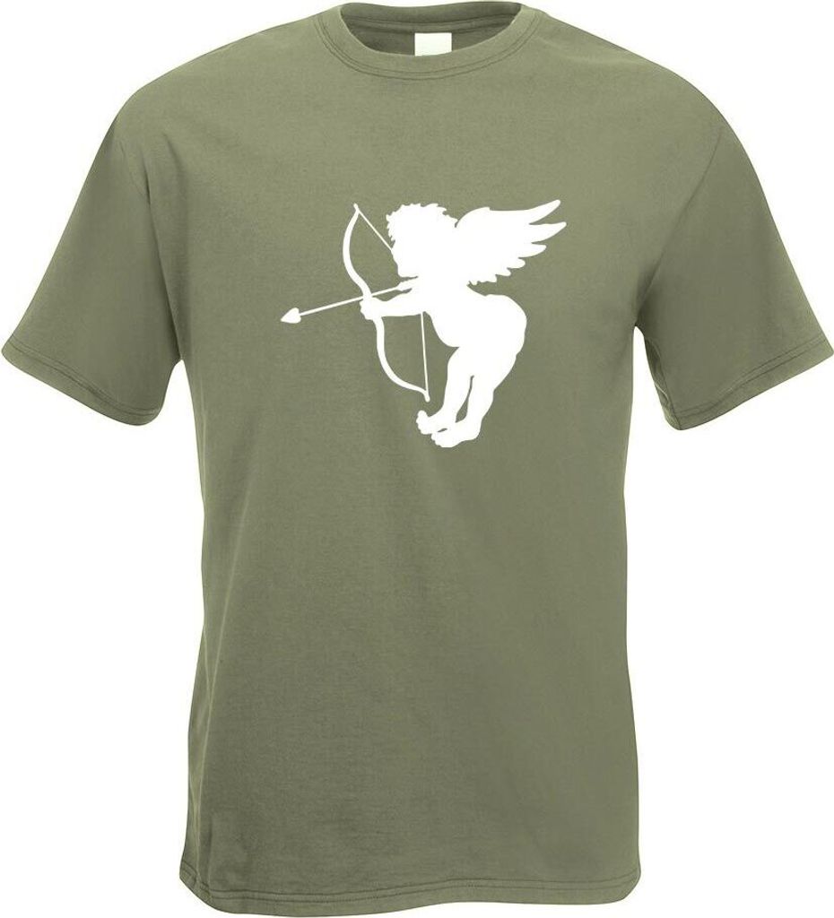 Kiwistar - T-Shirt - Olive - Engel - Liebesengel - Amor Motiv Bedruckt Funshirt Design Print - mit Motiv Bedruckt - Funshirt Design - Sport - Freiz...