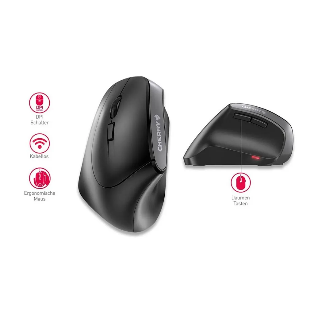 Cherry MW 4500 Left Souris Sans Fil Ergonomique pour Gauchers Noir