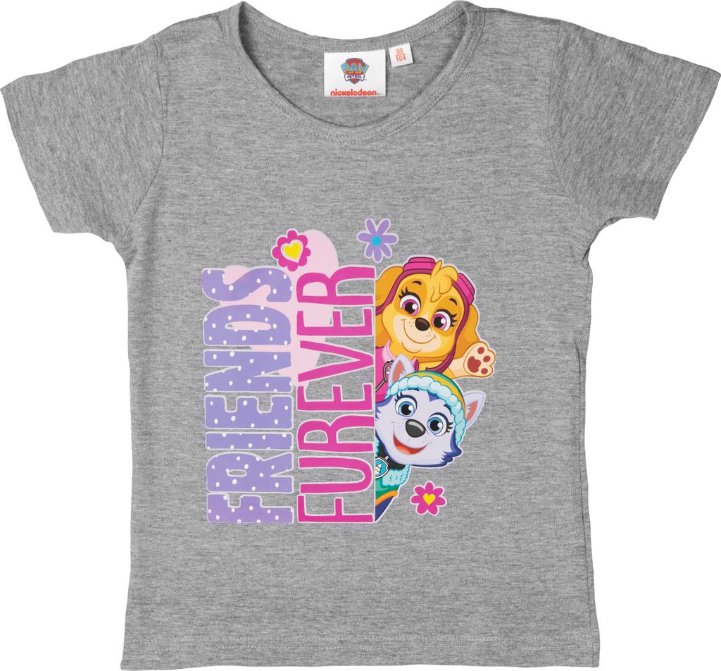 Paw Patrol T-Shirt für Mädchen Skye & Everest - Friends forever Oberteil kurzärmlig Grau 122-128