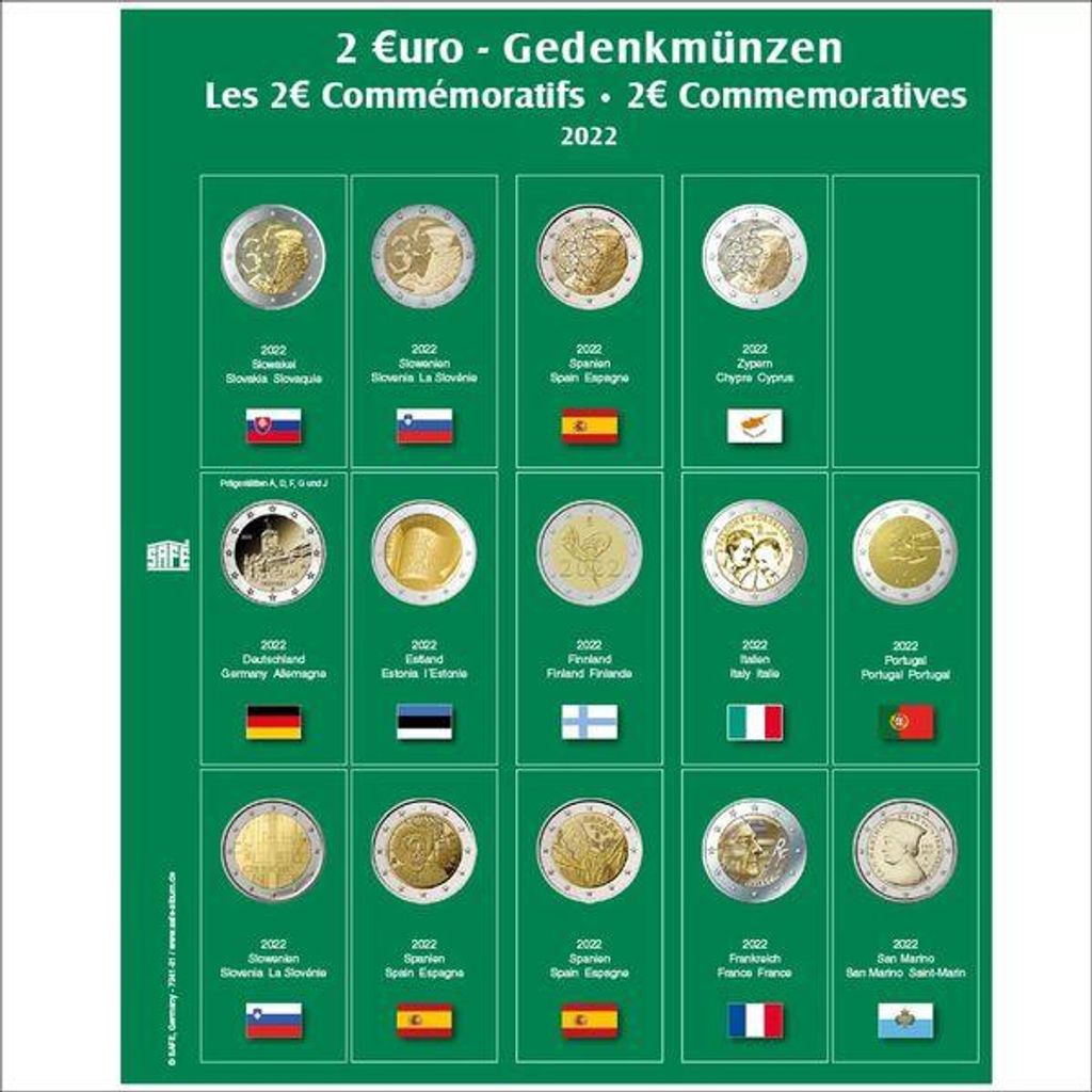 SAFE 7341-31 Premium Münzblatt mit Vordruck für 2 EURO 2022