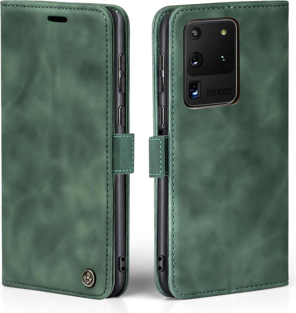 Handy Hülle für Samsung Galaxy S20 Ultra 5G Klapphülle Bookcase Flip Cover Handy Tasche Etui Farbe: Grün