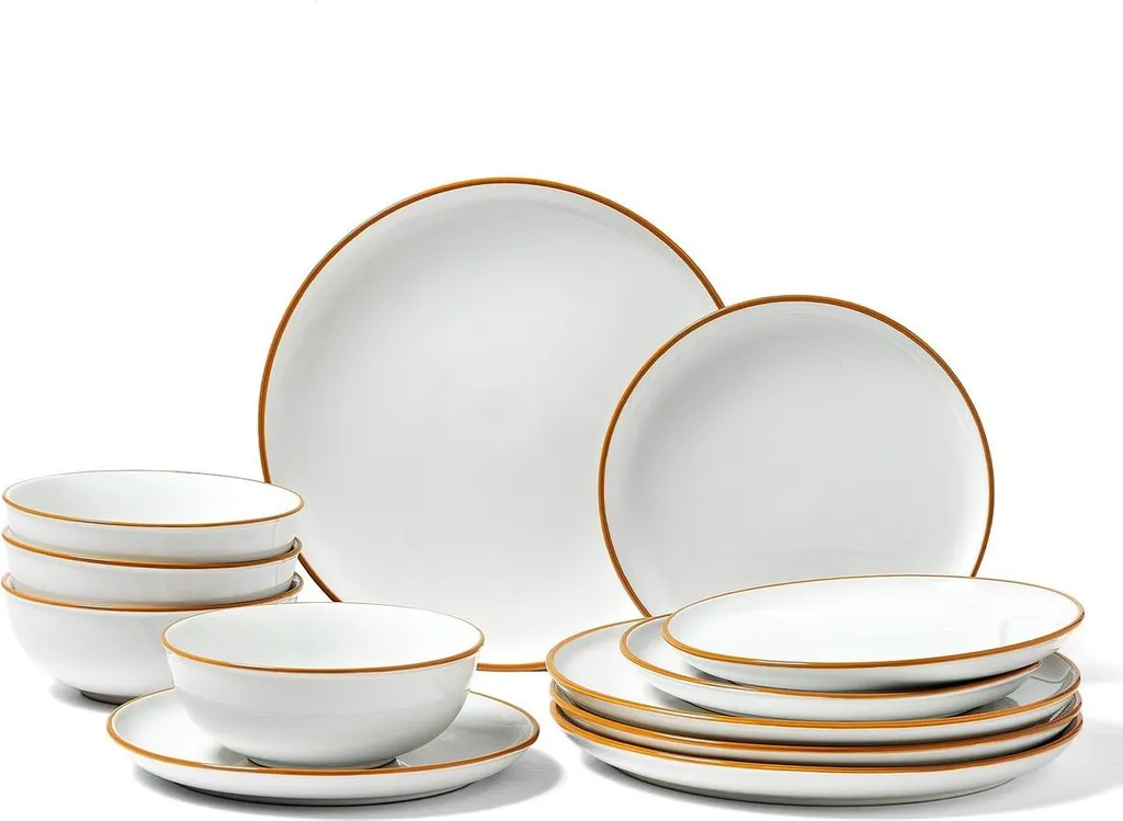 Servizio Piatti Ceramica 4 Persone | 12 Pezzi Bianco Lavastoviglie