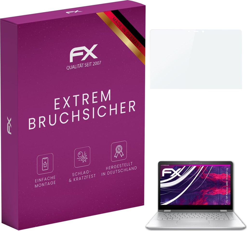 atFoliX FX-Hybrid-Glass Displayfolie kompatibel mit HP Pavilion x360 14-ba021ng Glasfolie