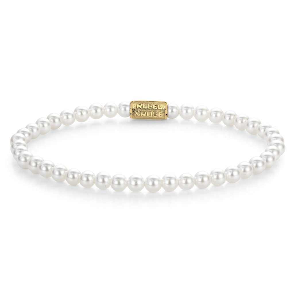 Rebel & Rose RR40149-G-S Damen-Armband Pearl Gem Weiß/Gold 4 mm