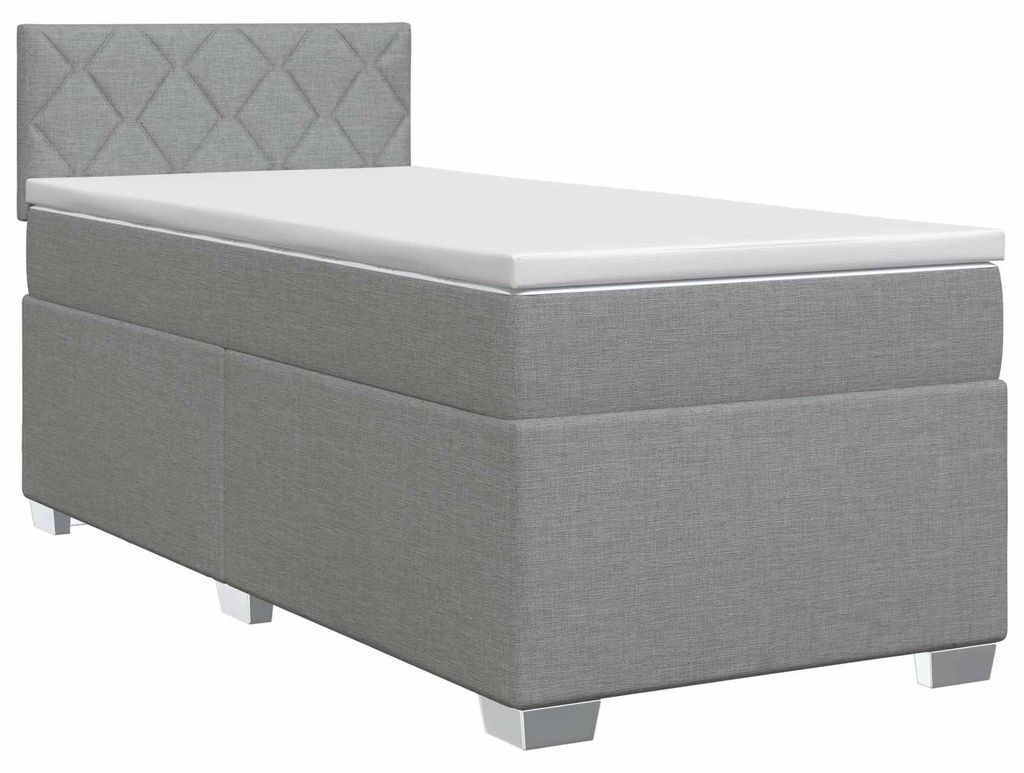 vidaXL Lit boxspring avec matelas gris clair 90 x 190 cm Image du produit 
