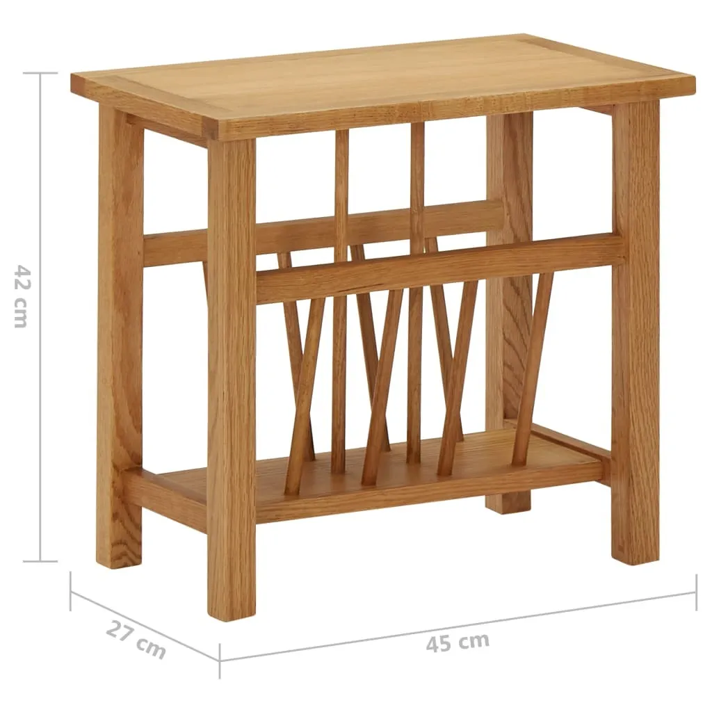 Table d'appoint en chêne massif avec étagère de rangement intégrée - 5