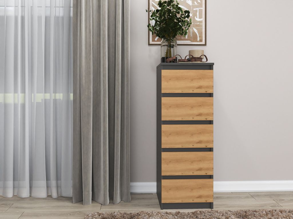 Komoda z wąskimi szufladami IVAR - dąb artisan / antracyt Zdjęcie produktu 3